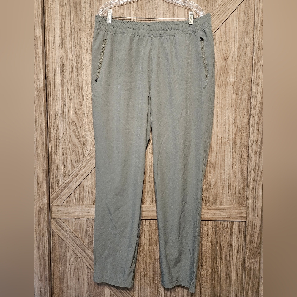 Asics Women's Sage Green Joggers with Zippered Pockets